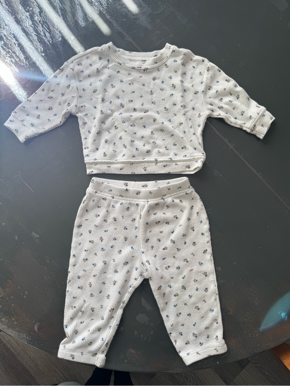 Cat & Jack White Pajama Set with Blue Floral Print
